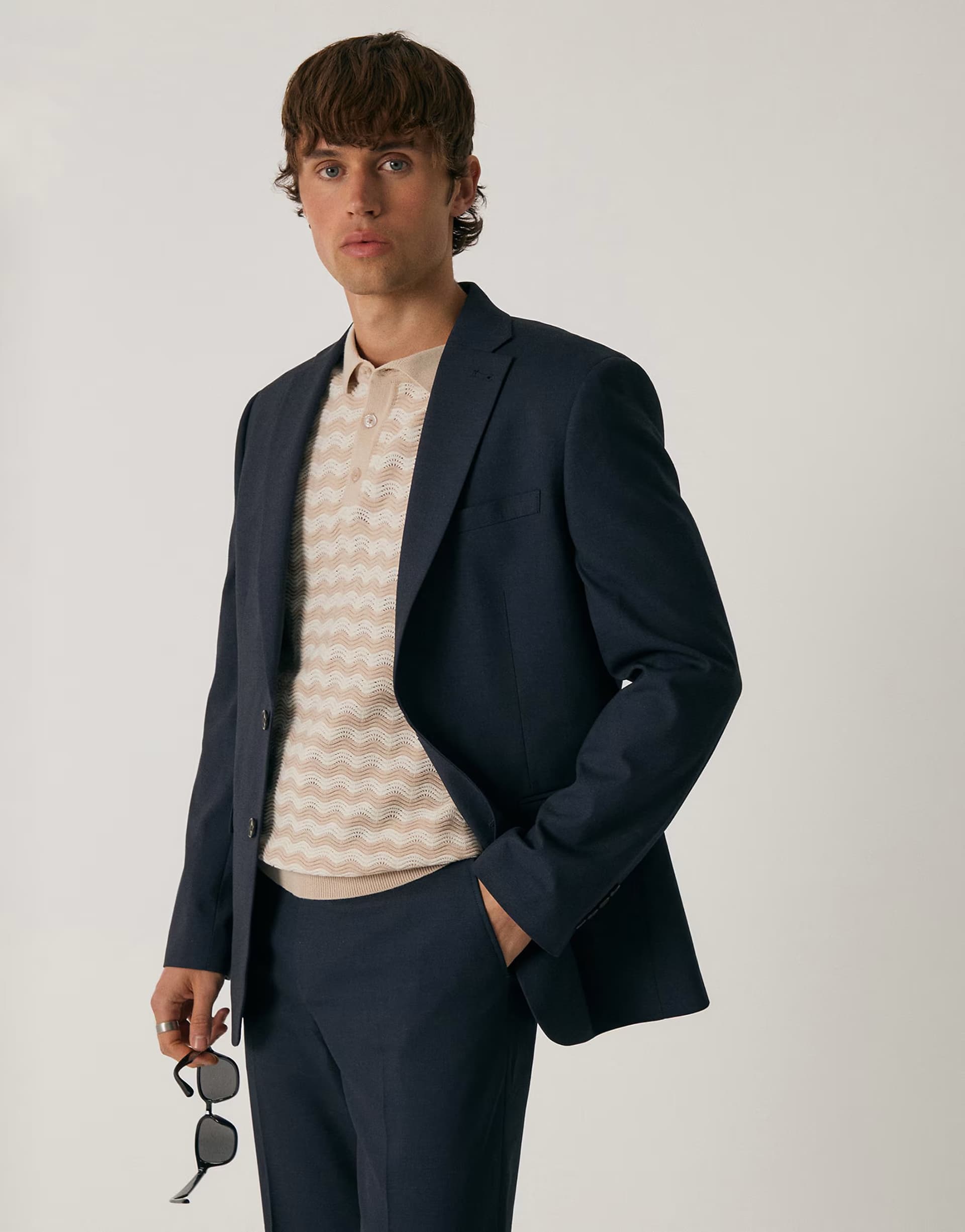 ASOS Threadbare Regular fit single breasted blazer in navy