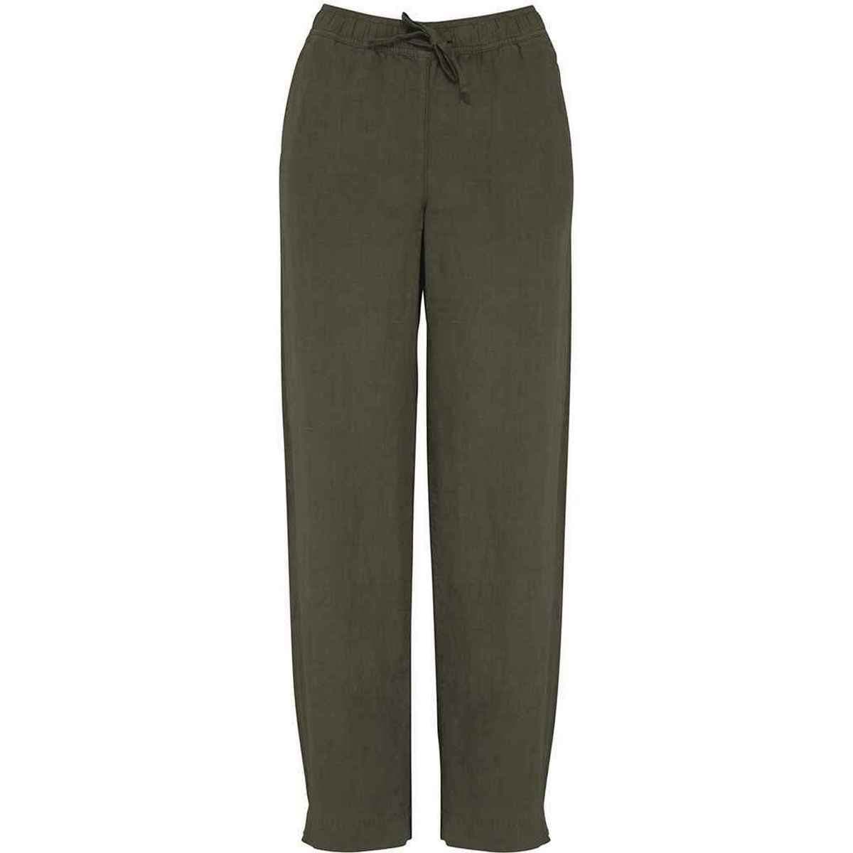 Spasso Spasso Women's Khaki Washed Linen Trousers