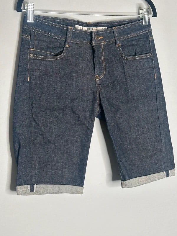 Topshop Moto Blue Denim Cuffed Hem Shorts