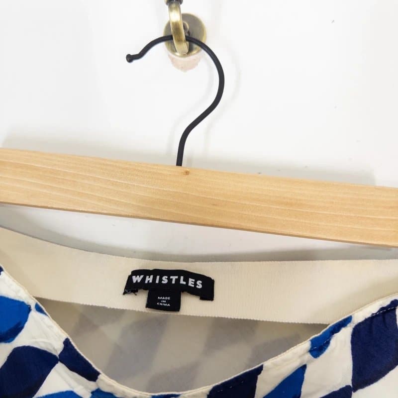 Whistles Whistles Diamond Bias Cut Midi Skirt Size 16 Cream Blue with Silk RRP £119