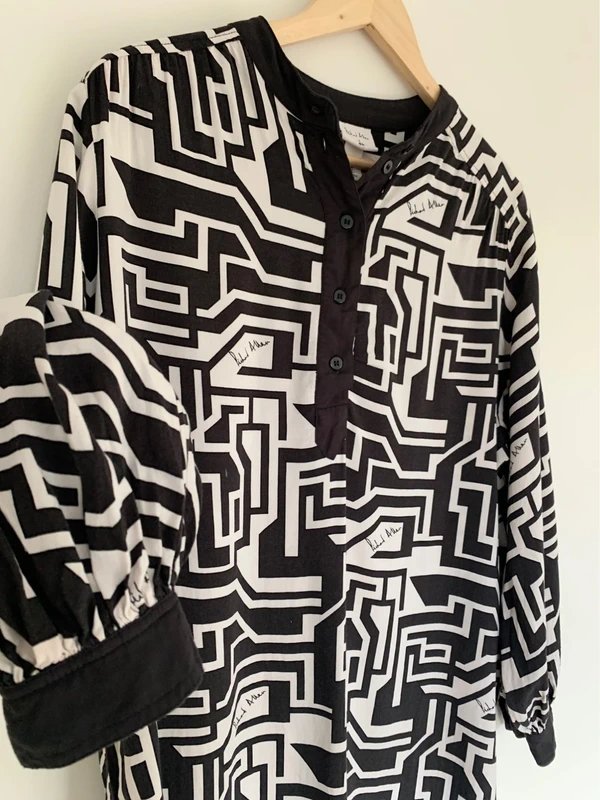 H&M Richard Allen x H&M Geometric Print Tunic Limited Edition Dress – Black & White – Size 10 - 1