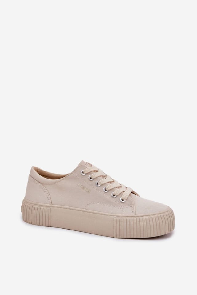 Love Lace Love Lace Women's Big Star Platform Sneakers Textile Everyday Casual Shoes in Beige - 2
