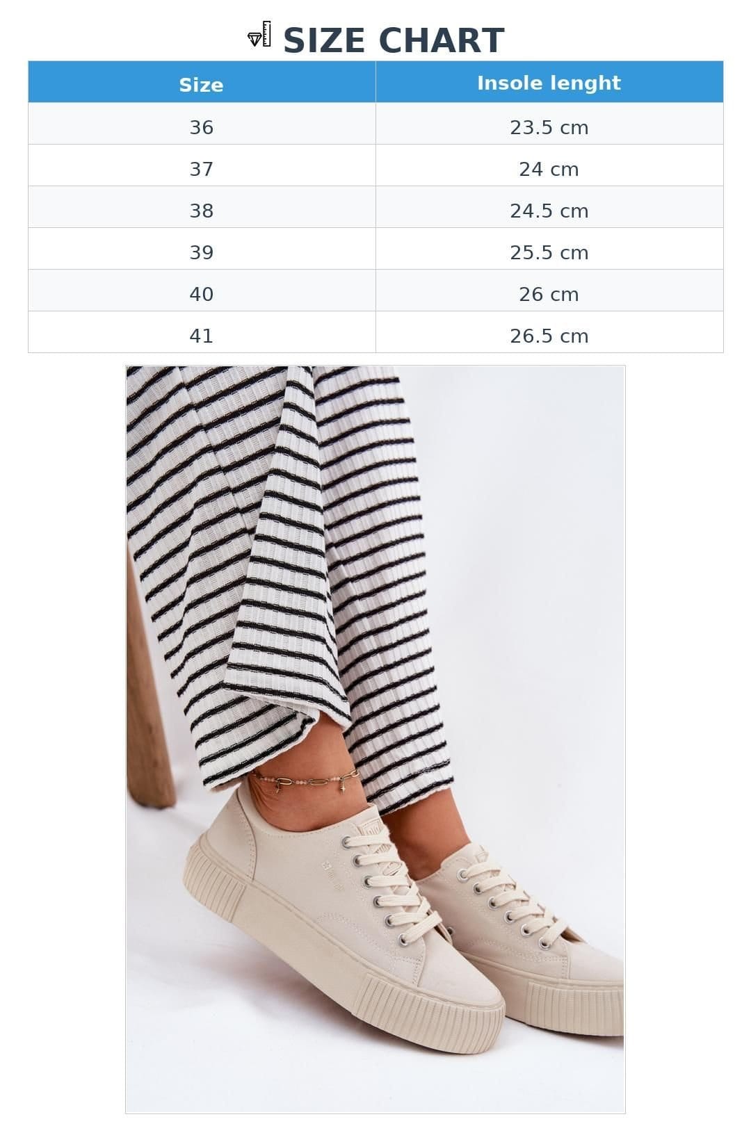 Love Lace Love Lace Women's Big Star Platform Sneakers Textile Everyday Casual Shoes in Beige - 4