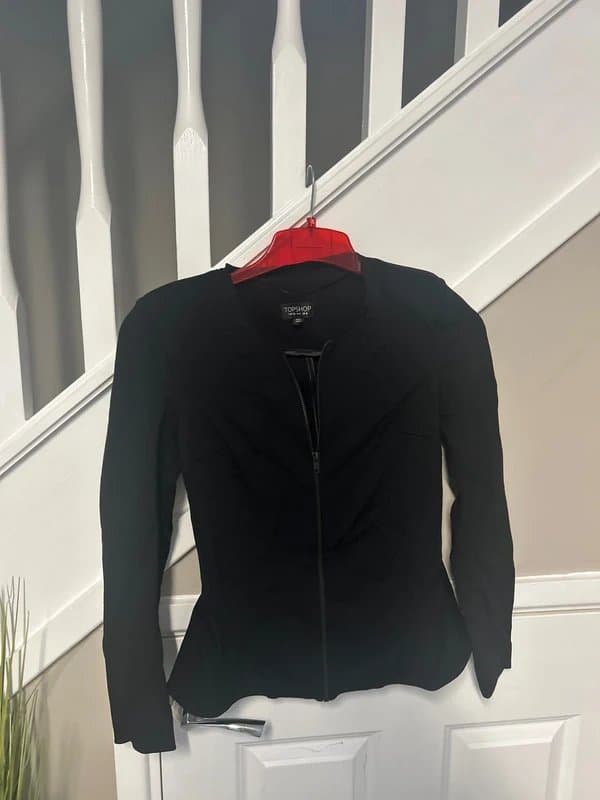 Topshop (I43) black topshop blazer zip up 8