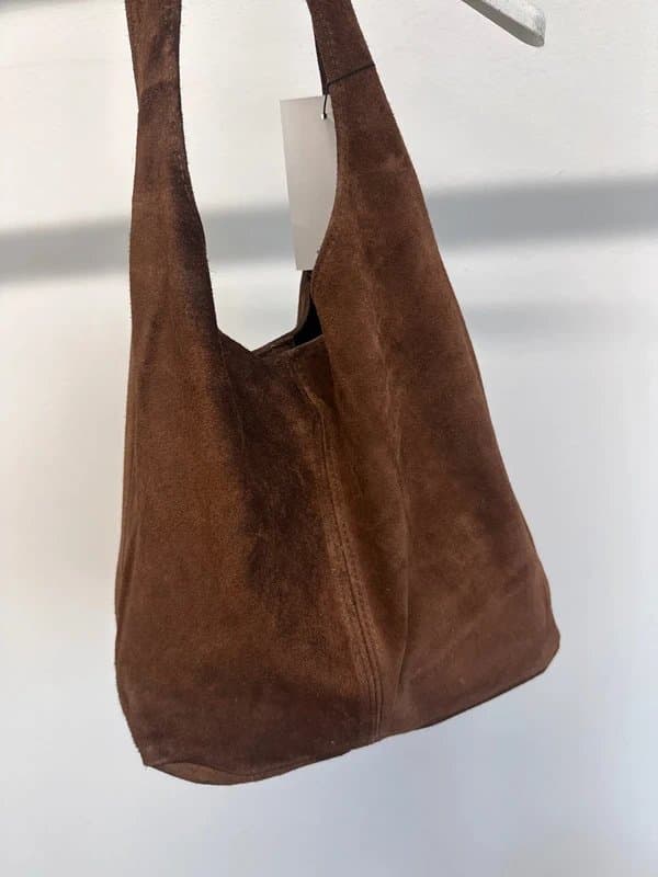 ASOS Chocolate Brown Genuine Suede Leather Over The Shoulder Bag