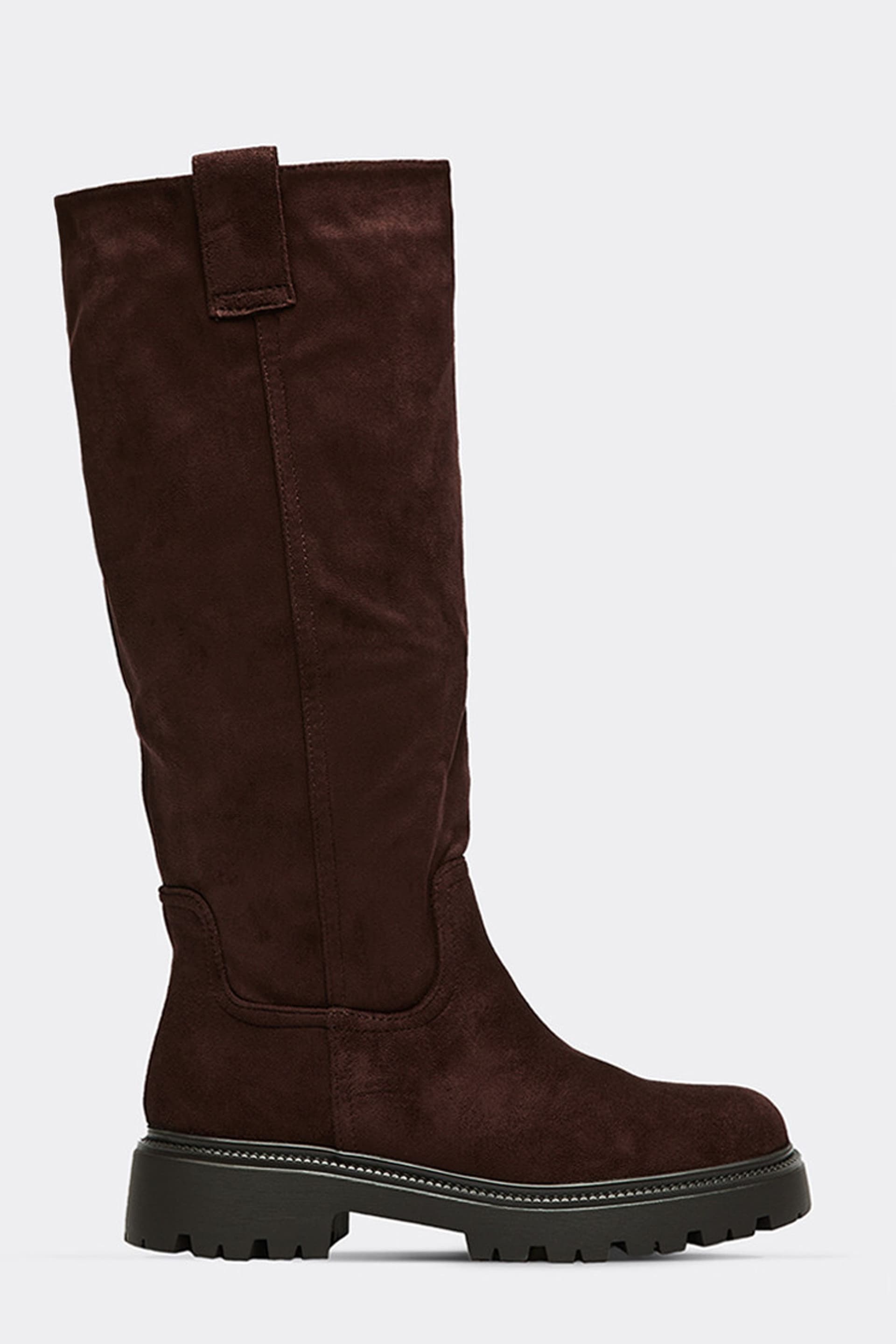 EGO EGO Women's Knee High Faux Suede Chunky Boots in Dark Brown