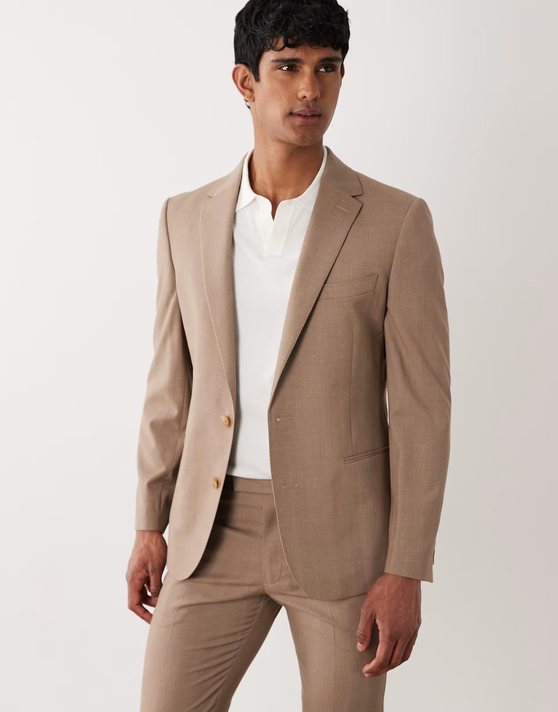 ASOS DESIGN Brown Check Skinny Suit Jacket