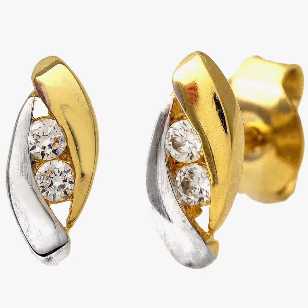 T.H.Baker T.H.Baker Women's 9ct Two-Colour Cubic Zirconia Stud Earrings E1023YW in Gold