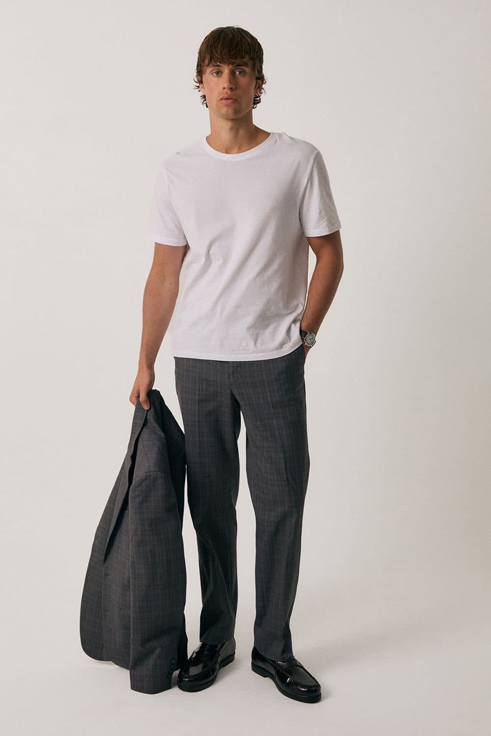 Threadbare Threadbare Men's Tailored Fit Check Suit Trousers in Grey