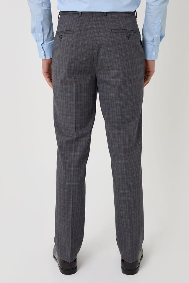 Threadbare Threadbare Men's Tailored Fit Check Suit Trousers in Grey - 2