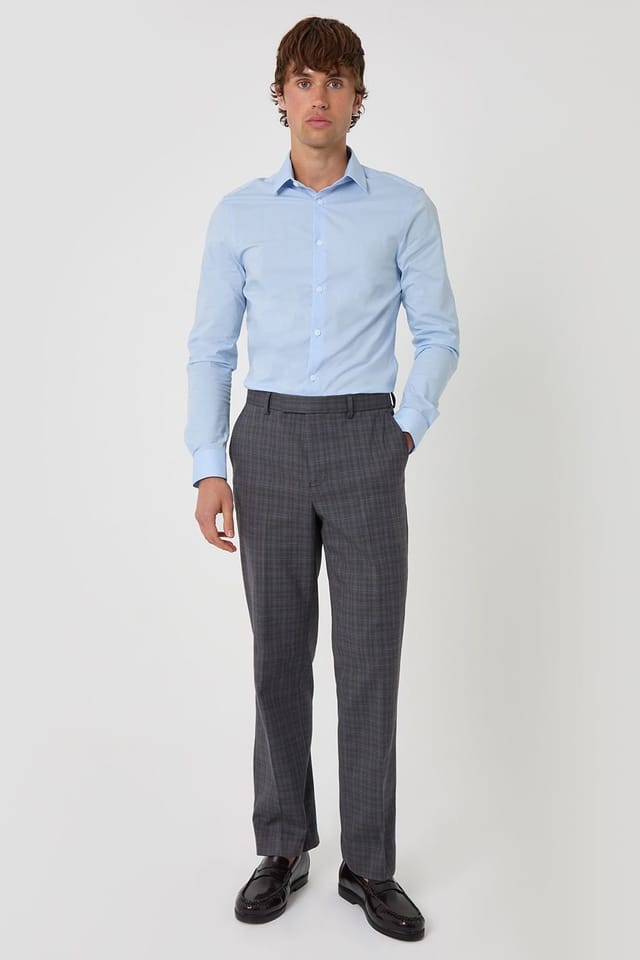 Threadbare Threadbare Men's Tailored Fit Check Suit Trousers in Grey - 3