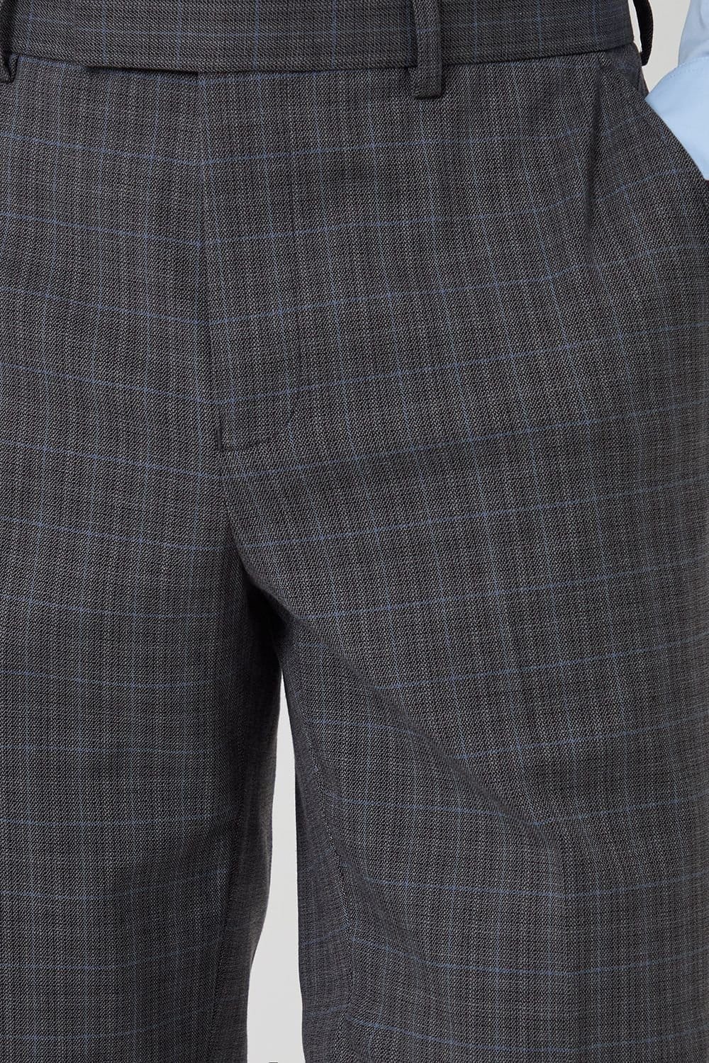 Threadbare Threadbare Men's Tailored Fit Check Suit Trousers in Grey - 4