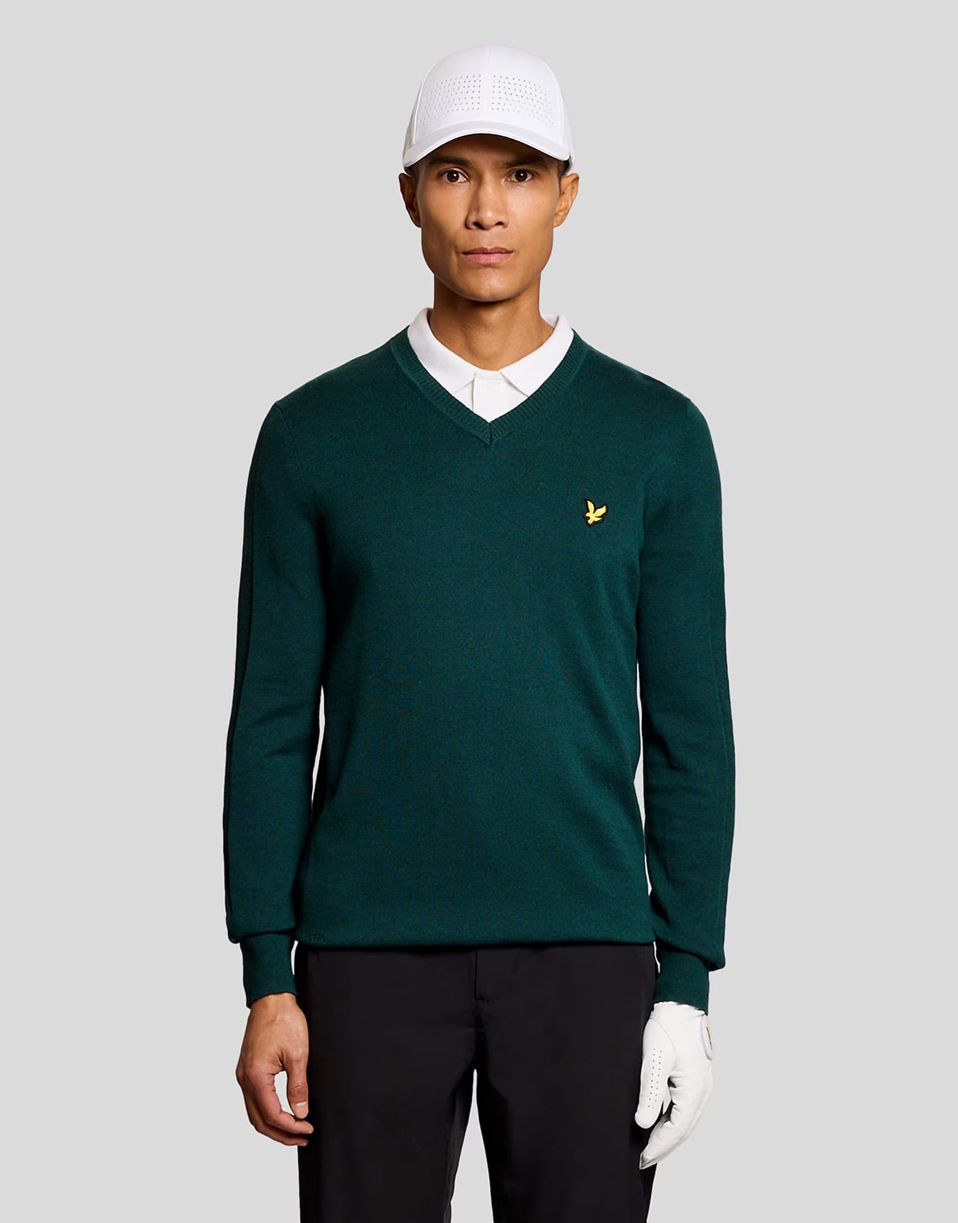 ASOS Lyle & Scott Mid knits golf 1874 v neck pullover in y105 mediterranea