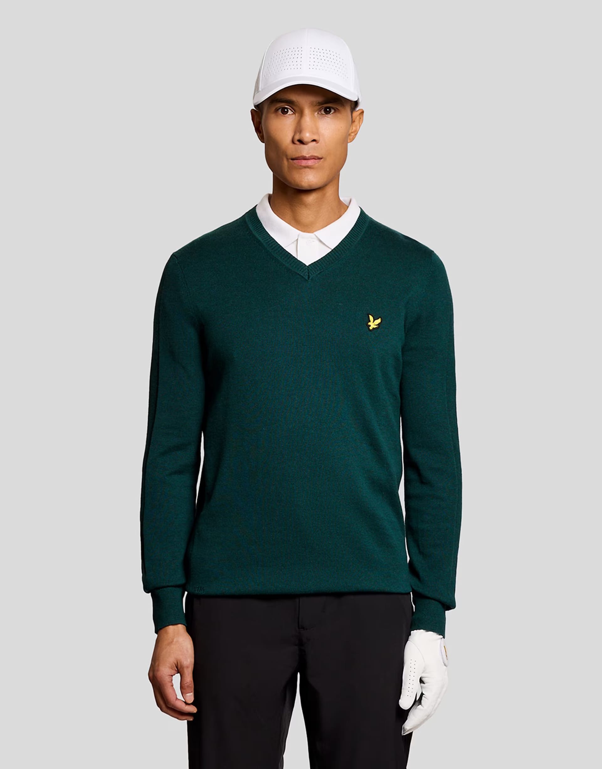 Lyle & Scott Green V-Neck Pullover In Y105 Mediterranea