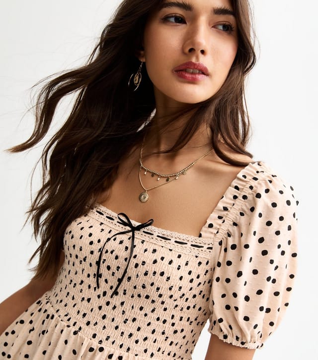 New Look Women's Cream Polka Dot Milkmaid Mini Dress New Look - 2