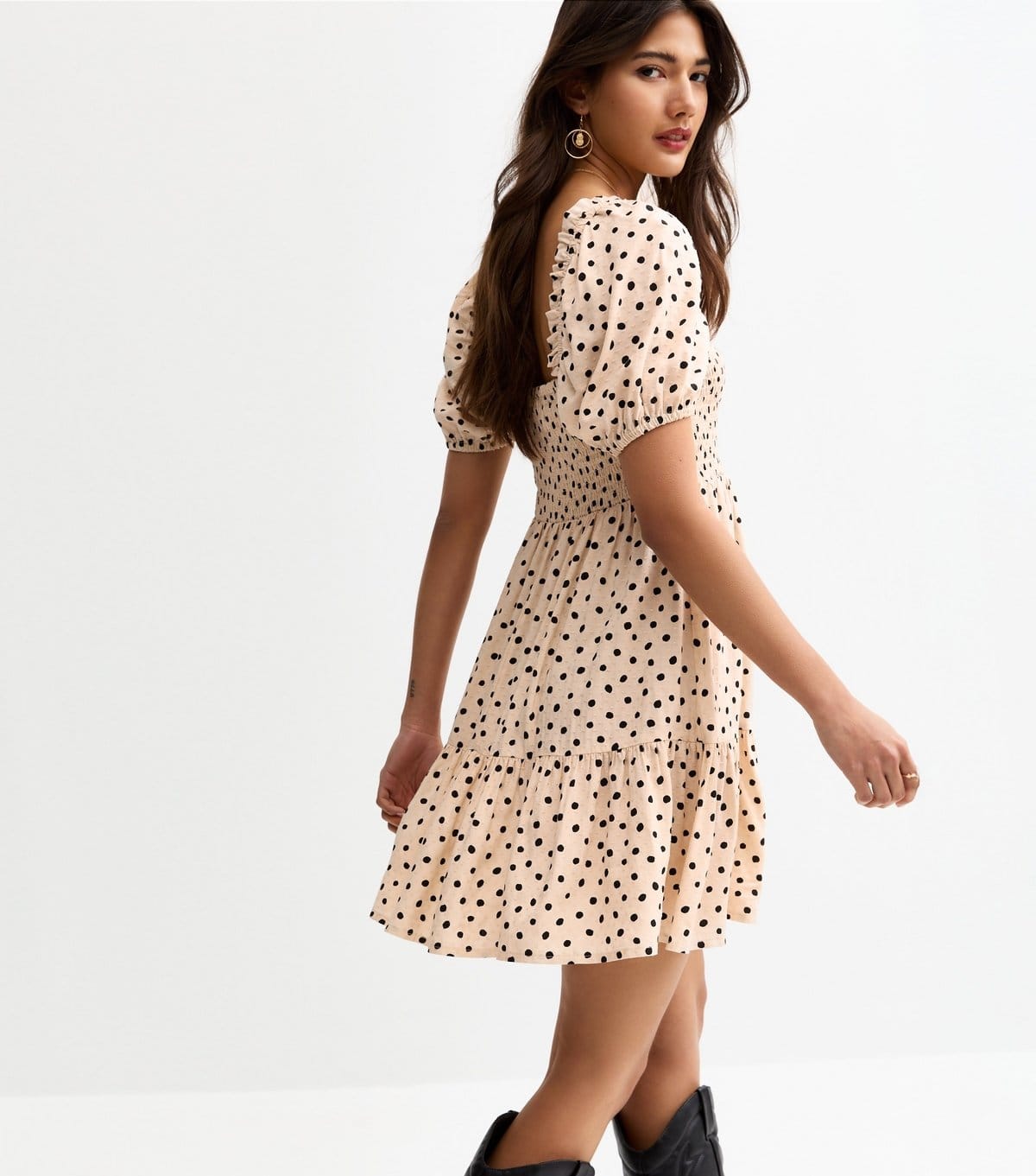 New Look Women's Cream Polka Dot Milkmaid Mini Dress New Look - 4