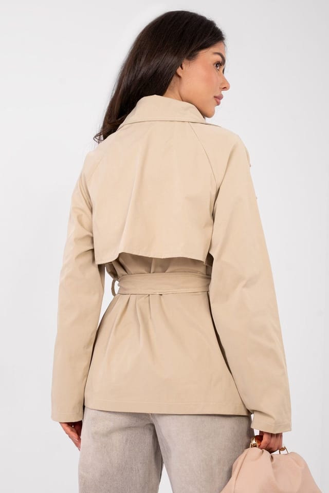 Love Lace Love Lace Women's Casual Belted Short Trench Coat for Work in Beige - 3