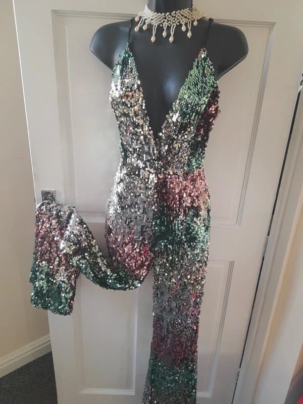 PrettyLittleThing Woman's ombre colourblock sequin jumpsuit