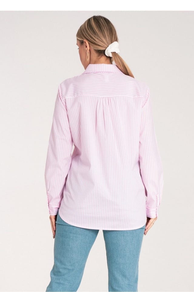 Love Lace Love Lace Women's Classic Vertical Stripe Button Up Shirt in Pink - 3