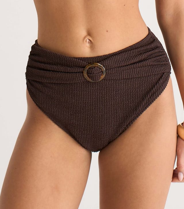 Gini London Women's Dark Brown Ribbed Bikini Briefs Gini London New Look - 3