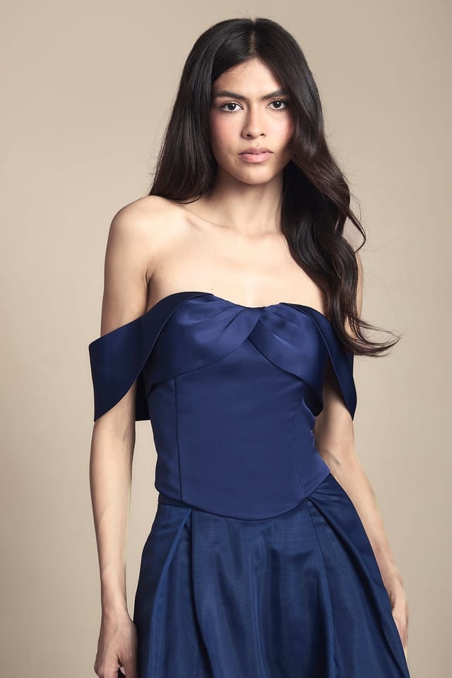 Coast Coast Women's Premium Satin Bridesmaid Top in Navy - 2