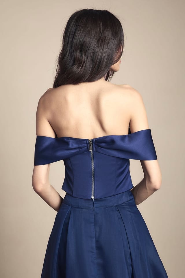 Coast Coast Women's Premium Satin Bridesmaid Top in Navy - 3