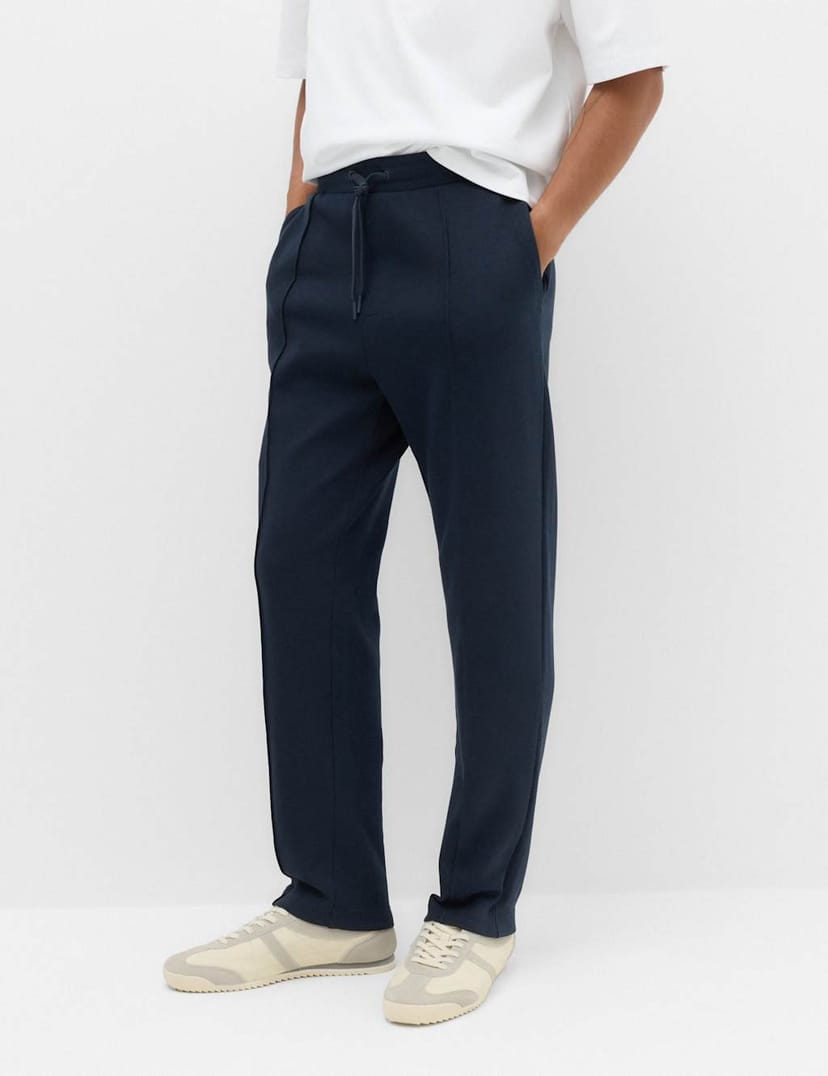 Marks & Spencer M&S Ultimate Cotton Rich Straight Leg Joggers Navy - 1