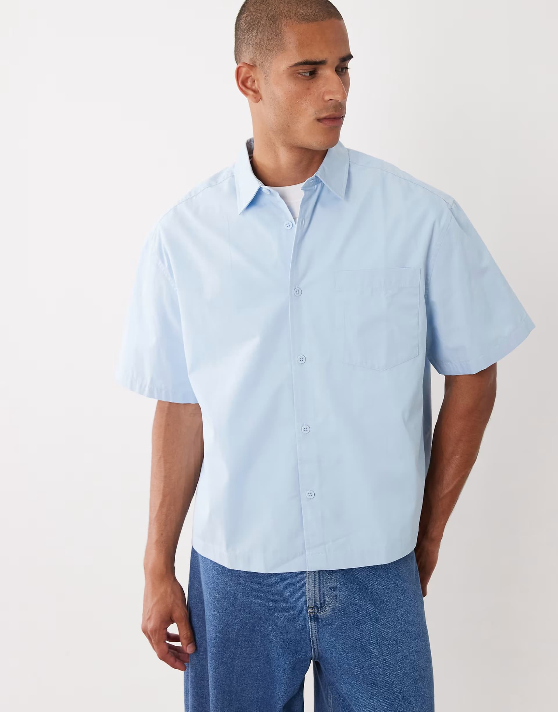 ASOS ASOS DESIGN boxy oversized poplin shirt in blue