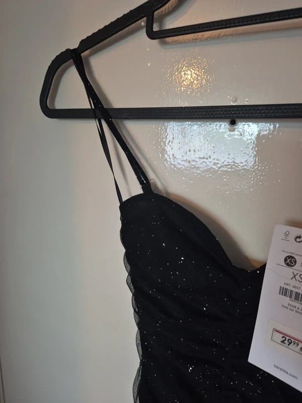 Bershka Bershka Black Glitter Ruched Mini Dress