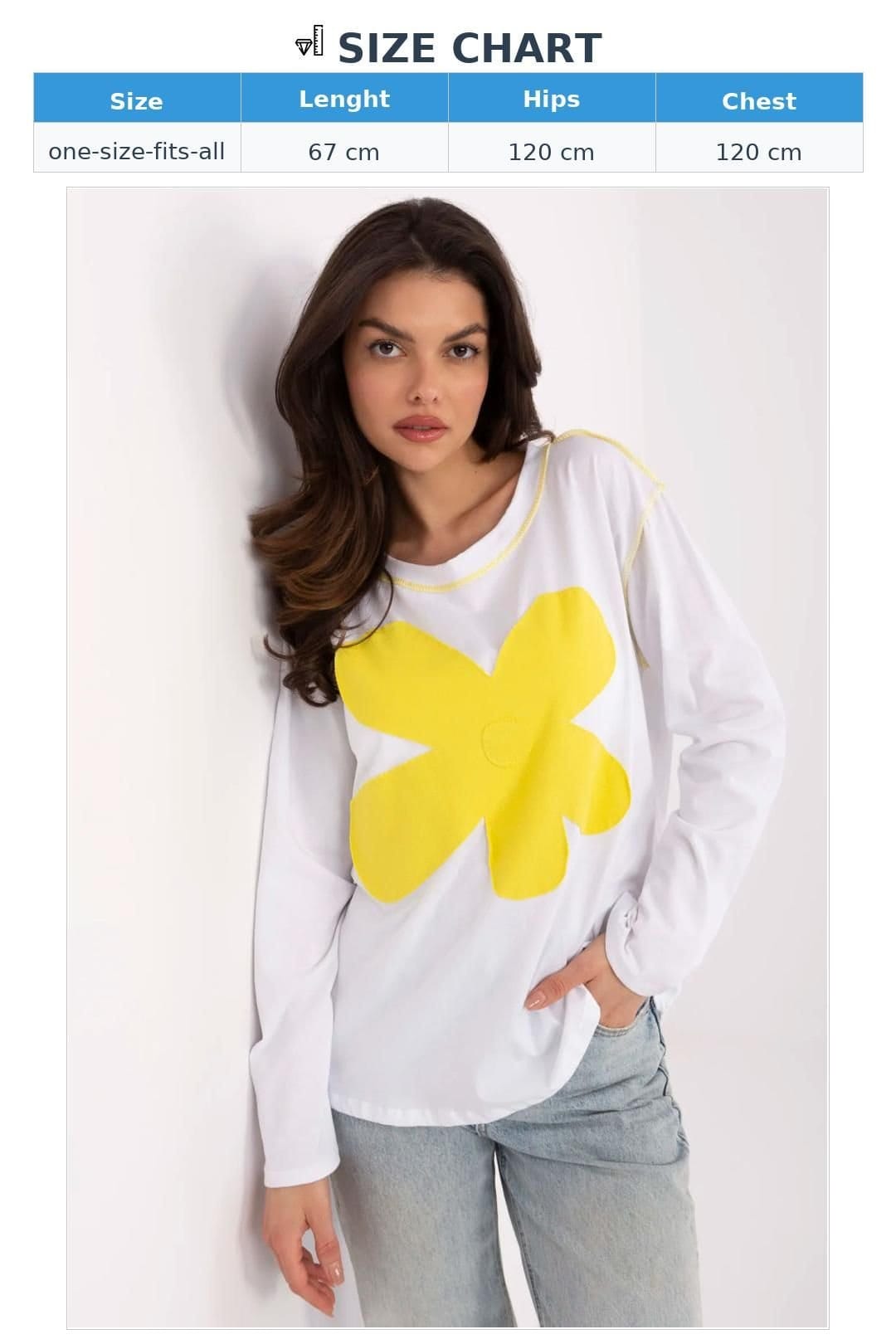 Love Lace Love Lace Women's Soft Stretch Cotton Flower Print Casual Blouse in White - 4