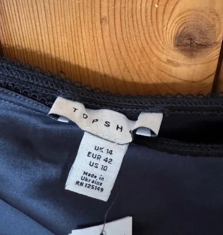 Topshop Topshop Navy Satin Bias Cut Midi Skirt – 90s Minimalist Slip Style – UK 14 – NWT