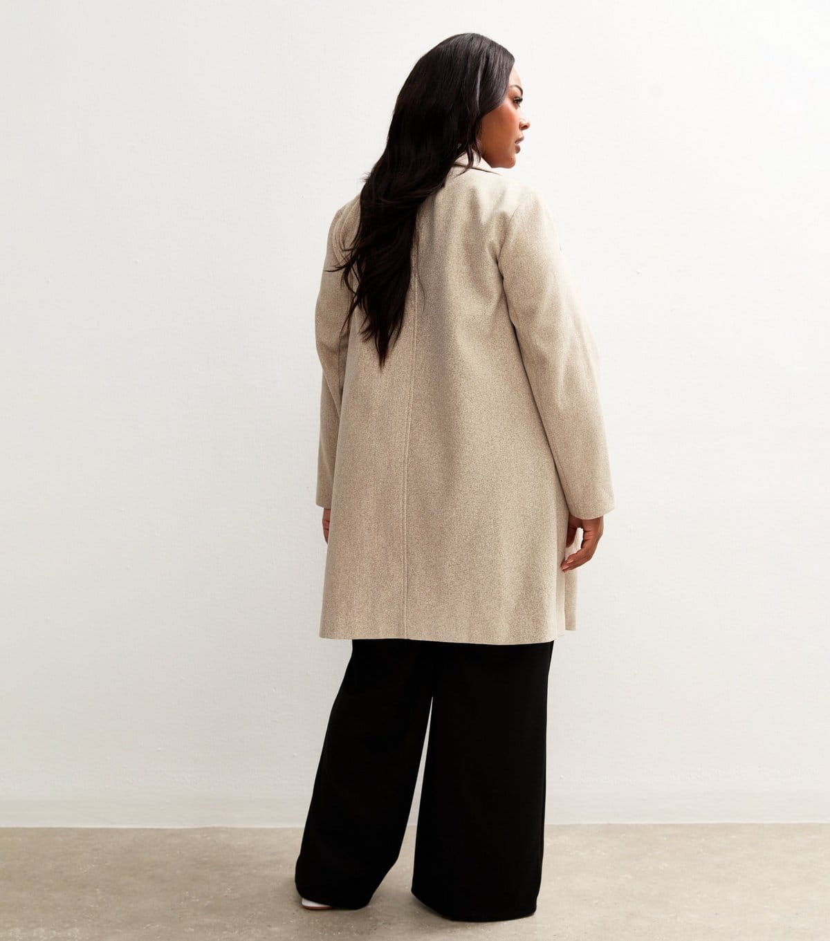 New Look Women's Plus Size Mink Unlined Open Front Formal Coat Curves New Look - 4