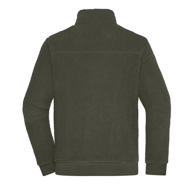 James and Nicholson James and Nicholson Men's Sherpa Fleece Jacket in Olive - 2
