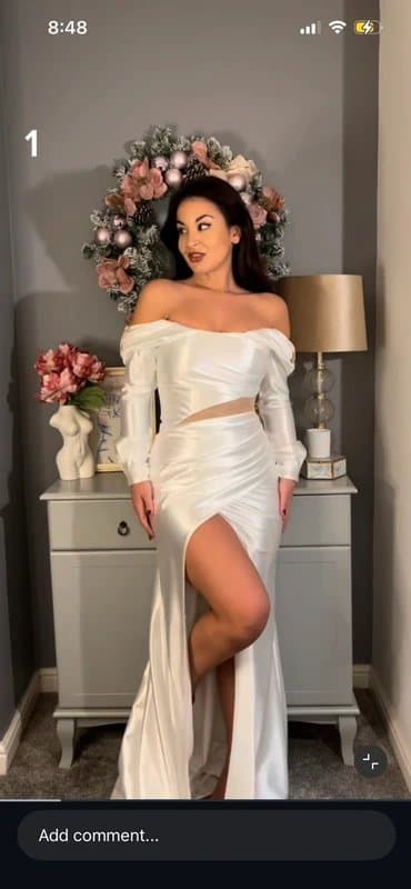 Bella Barnett Bella Barnett white satin maxi dress