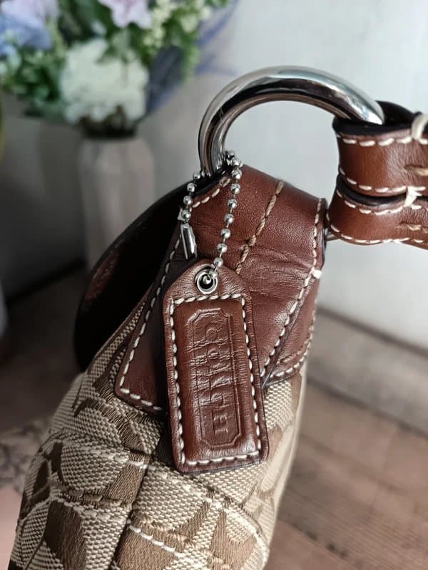 Coach Coach Vintage Y2k Brown and Khaki Signature Mini Soho Flap Shoulder Bag Handbag