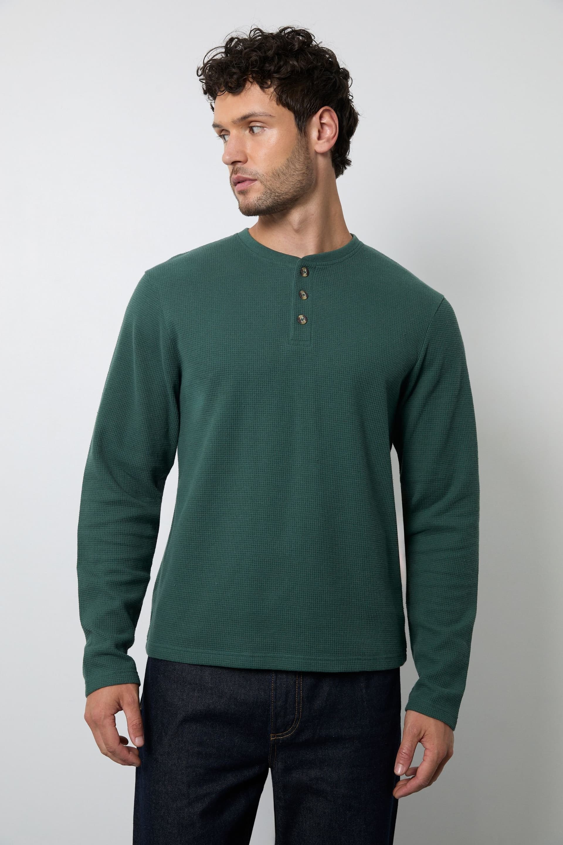 Burton Burton Men's Olive Waffle Long Sleeve Henley T-shirt