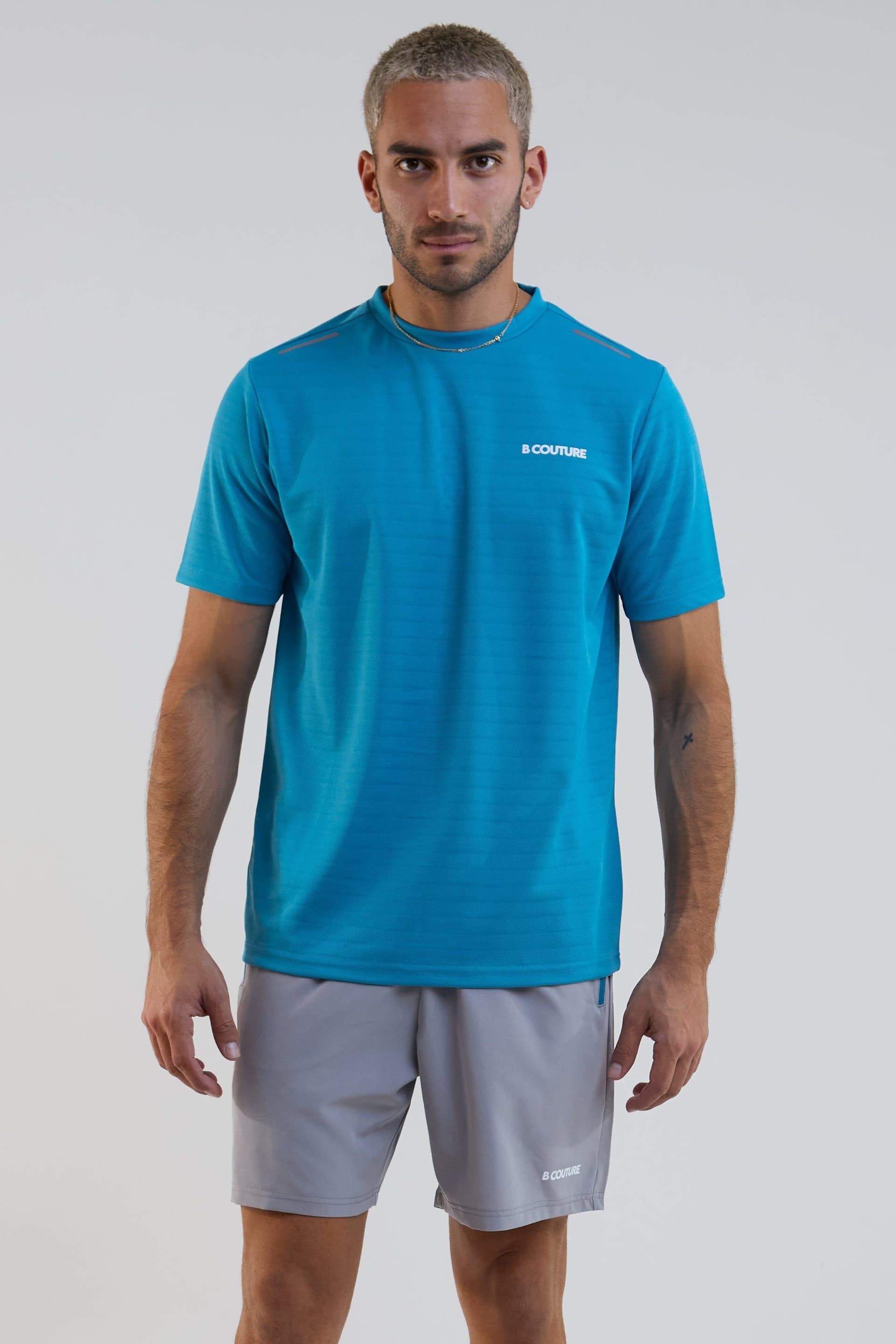 BCouture BCouture Men's Gym Shorts & T-Shirt Set in Blue