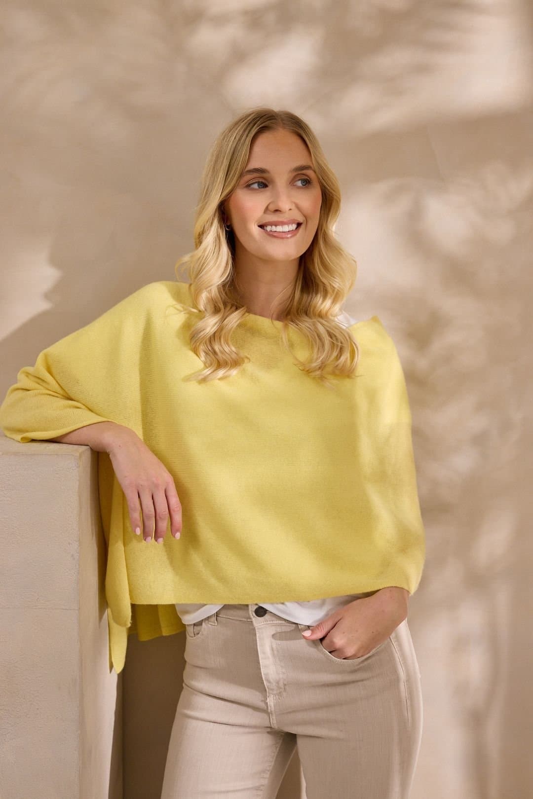 Cove Cove Women's Lucy 4-way Cashmere Poncho in Yellow