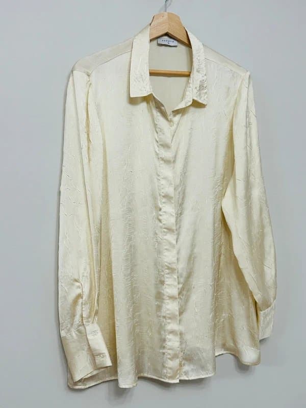 Papaya Papaya Plus Size Cream Satin Style Shirt Blouse UK 18