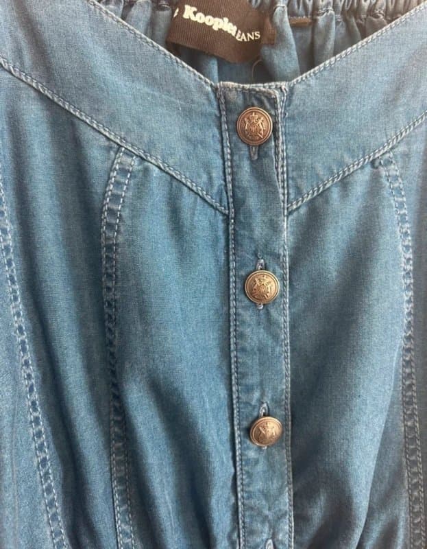 The Kooples 💙 The Kooples Denim Cold Shoulder Dress Button Front Blue Tencel Romper UK S 💙