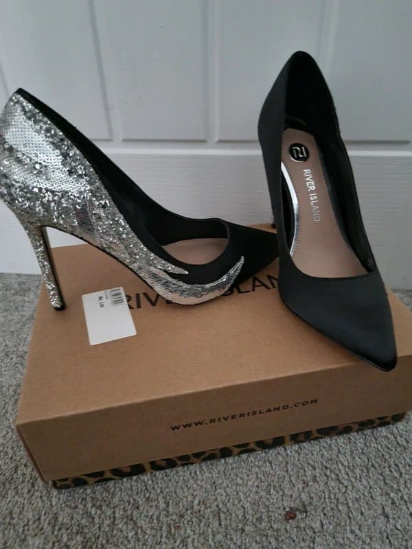 River Island River island black and silver heels