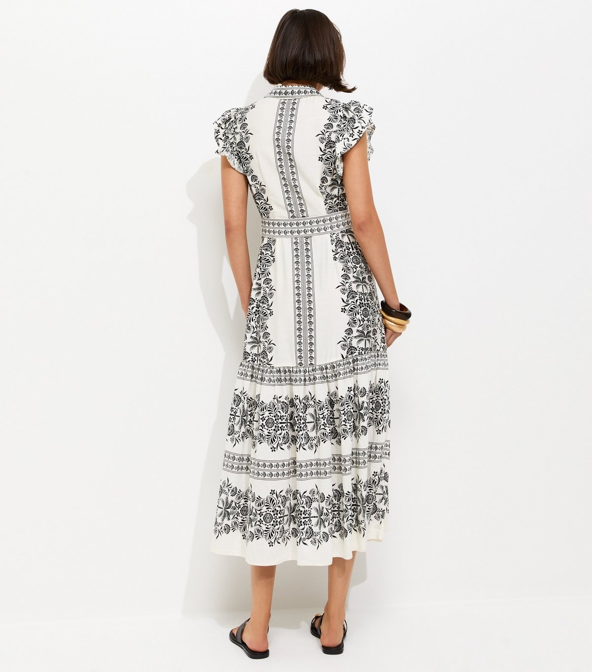 New Look Women's Cream Floral Border Print Buckle Detail Shirt Dress New Look - 4