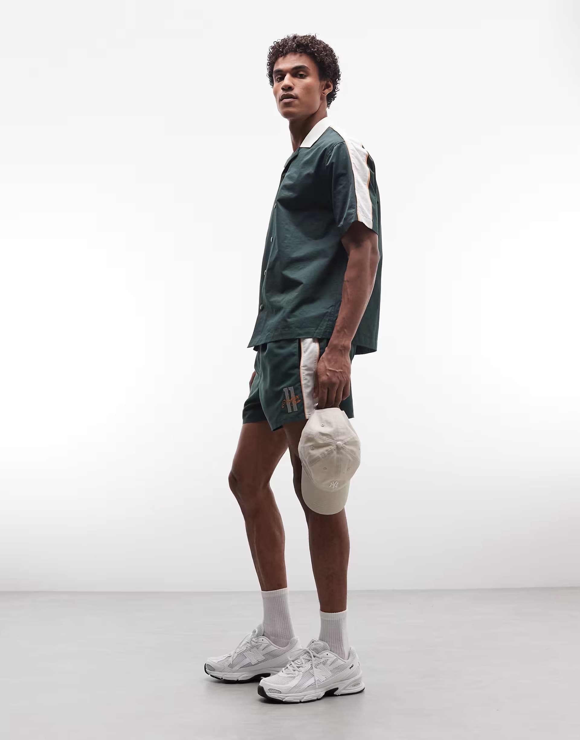 ASOS ASOS DESIGN co-ord relaxed revere shirt with panelling in green
