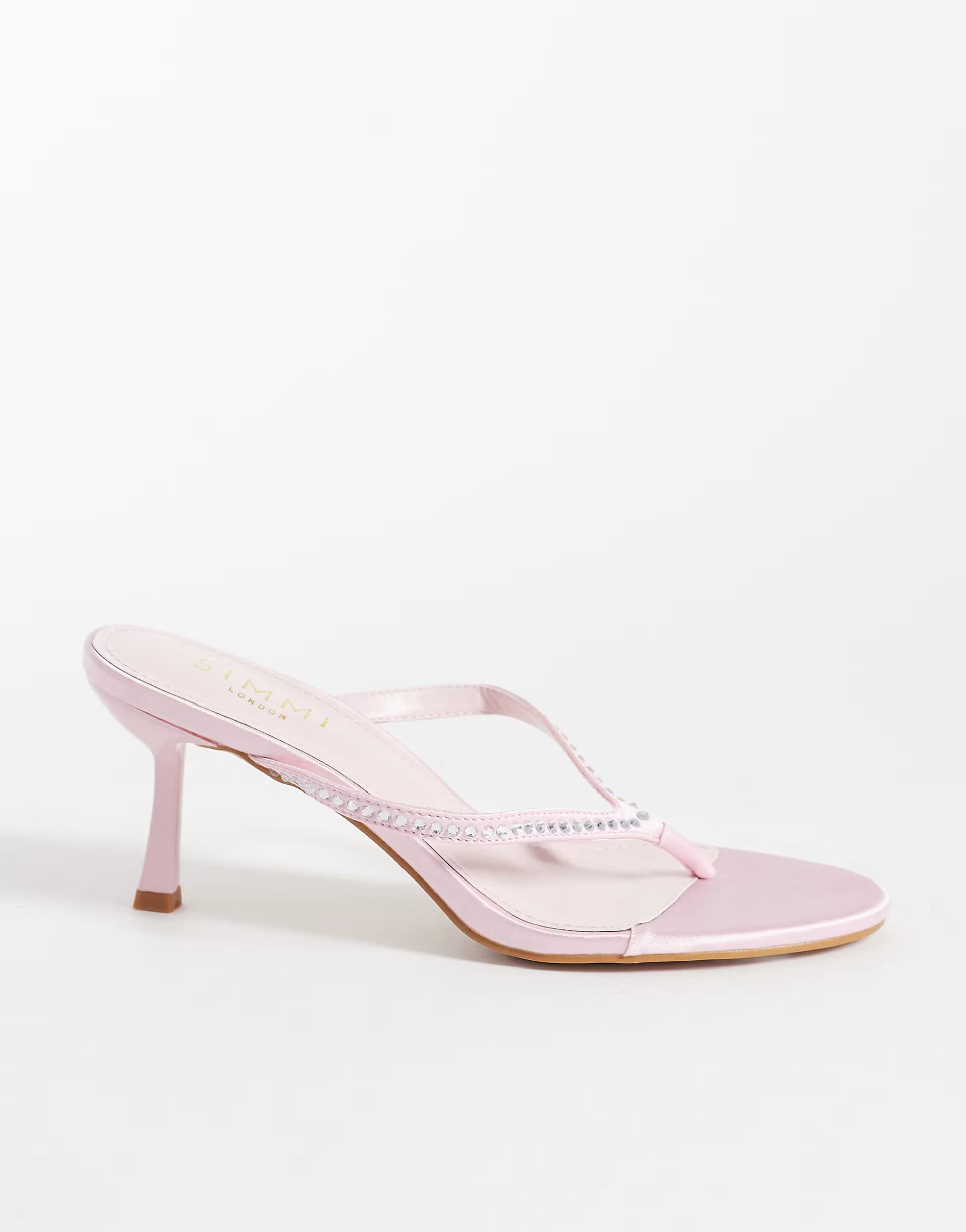 ASOS Simmi London Pink Satin Embellished Heeled Sandals