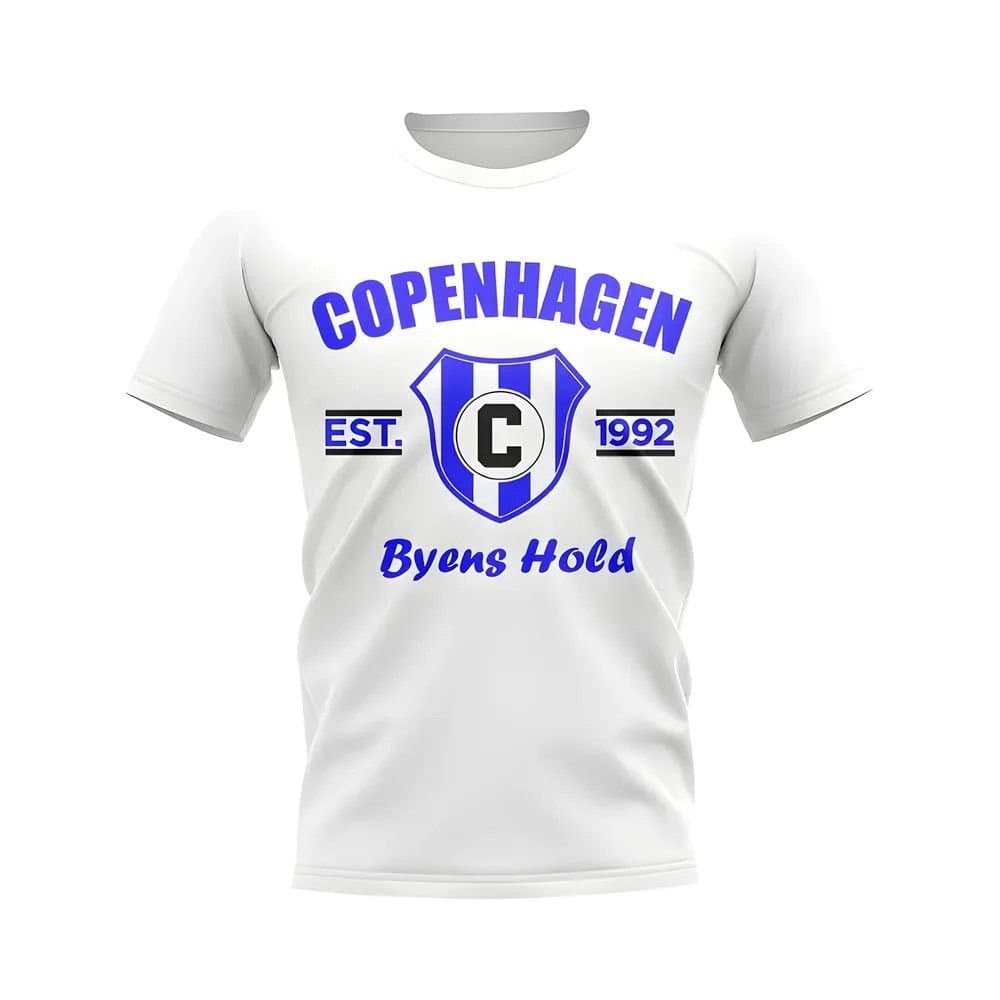FC Copenhagen FC Copenhagen Men's Personalised Copenhagen Established Football T-Shirt White in Blue