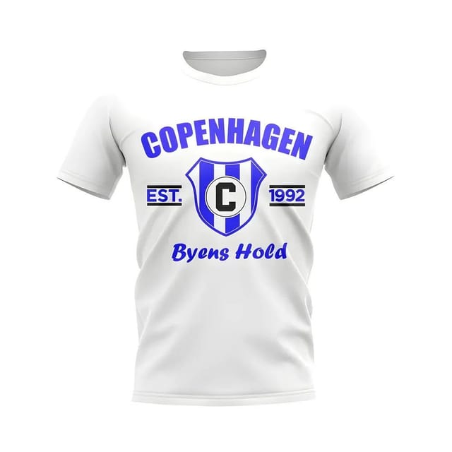 FC Copenhagen FC Copenhagen Men's Personalised Copenhagen Established Football T-Shirt White in Blue - 2