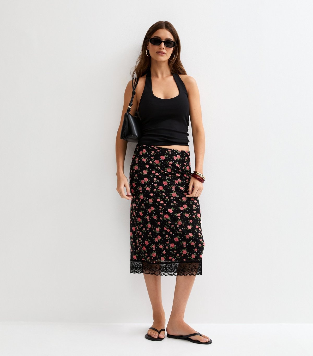 New Look Women's Black Ribbed Halter Neck Vest Top New Look - 3