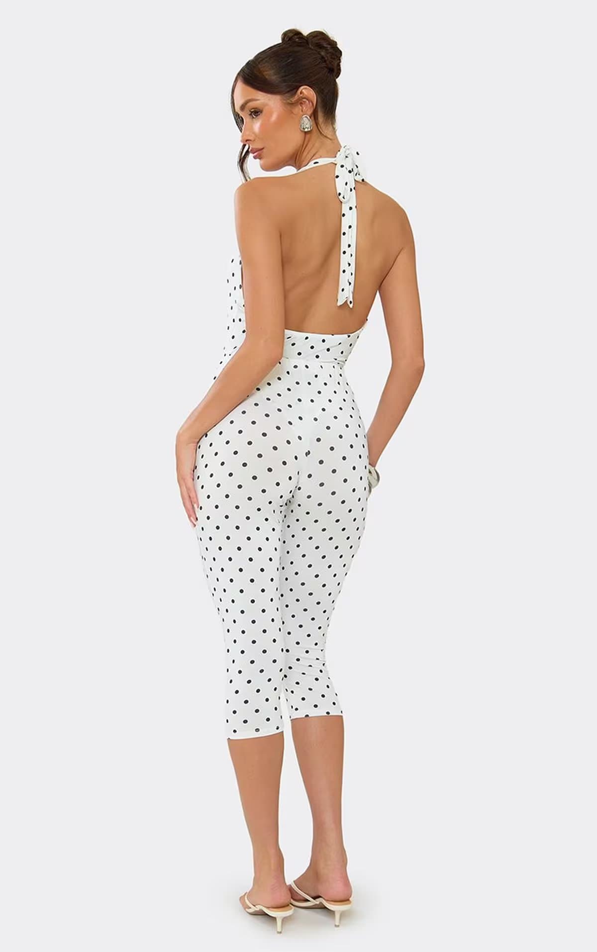 EGO Capri Trousers In White Polka Dot., Women's Size UK 6