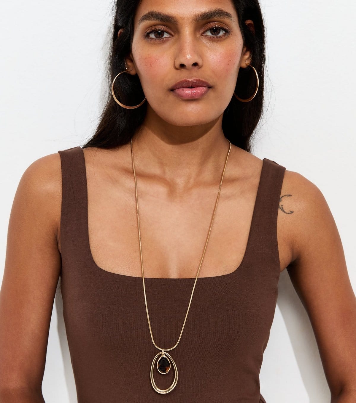 New Look Dark Brown Square Neck Vest