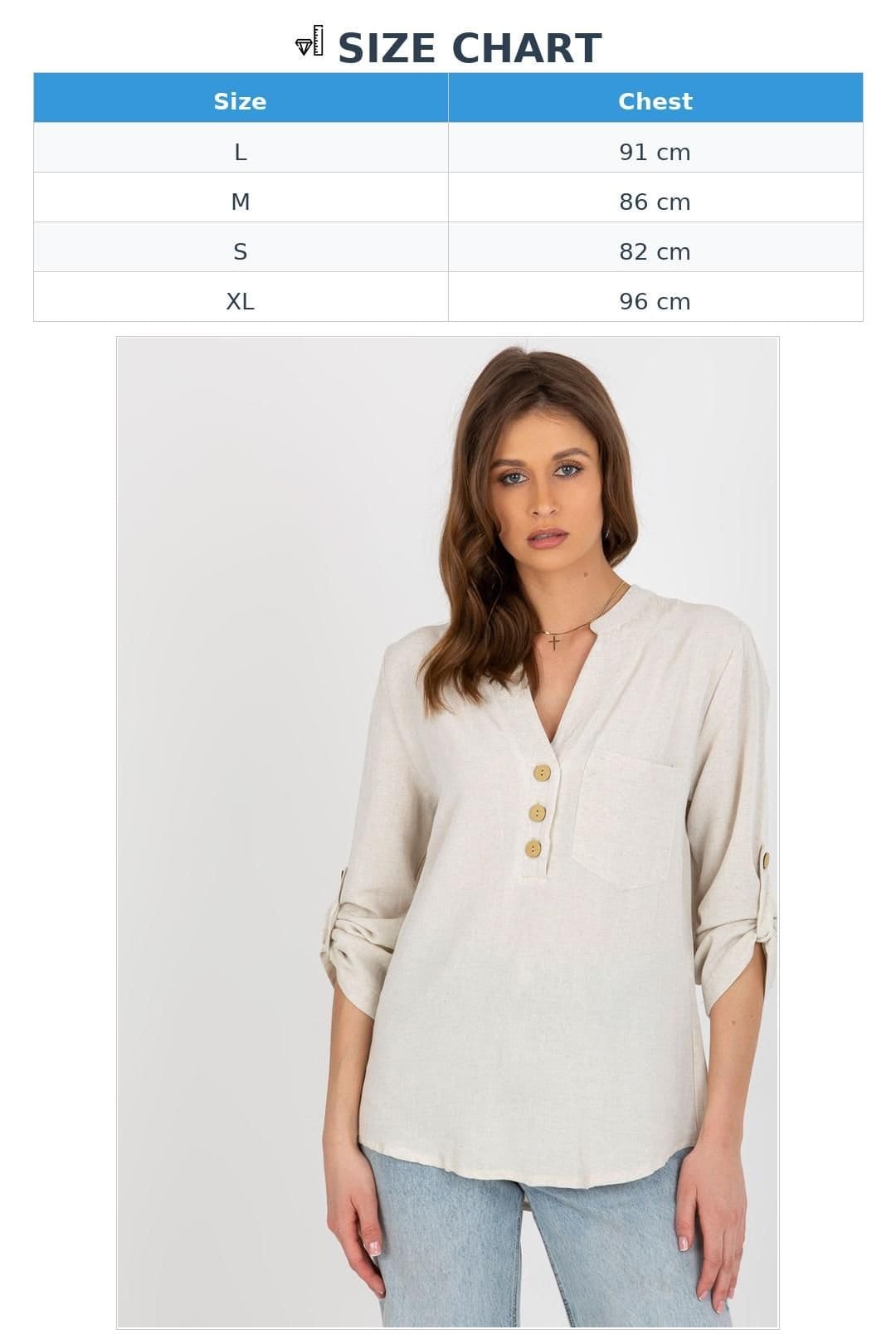 Love Lace Love Lace Women's Heart Neckline Blouse with Clasp Pocket in Beige - 4